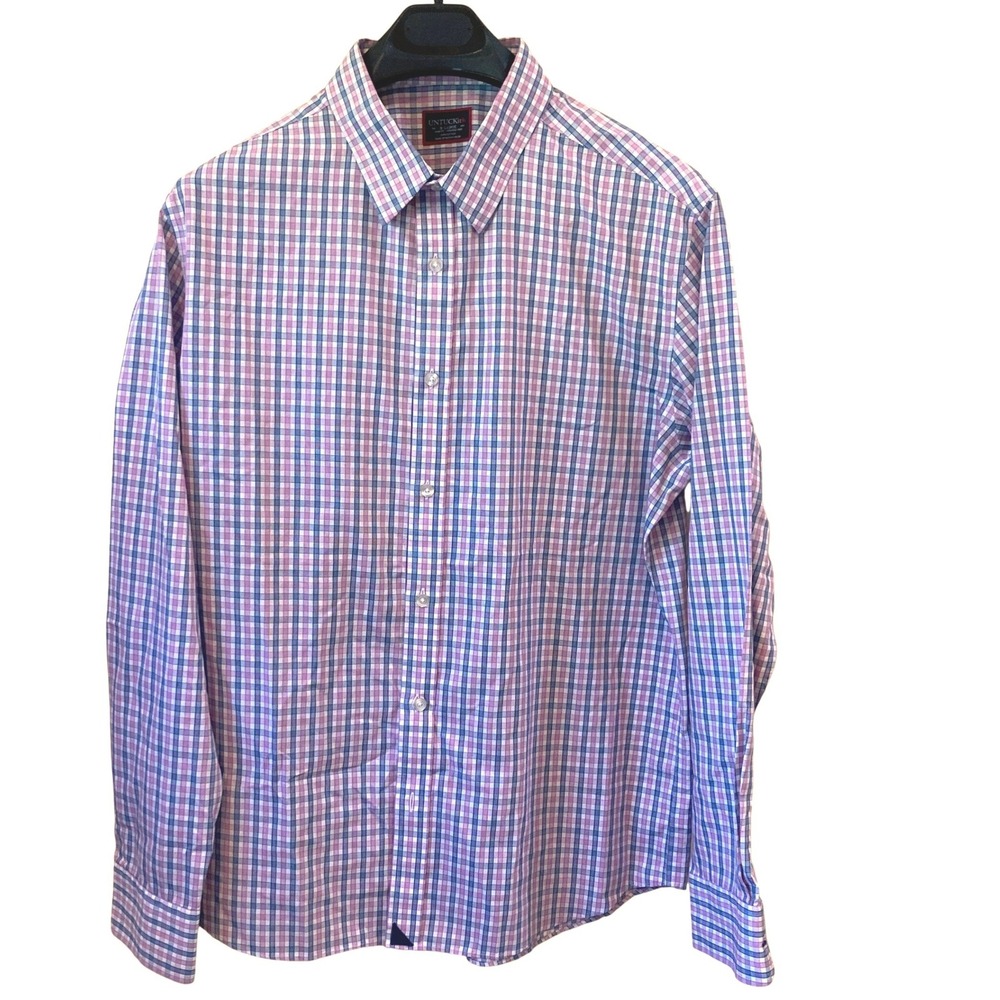 UNTUCKit Dolcetto WF Slim Fit Plaid Button Down Shirt Mens XL Pink Blue 01065‎